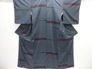 大正ロマン　横段に花模様織り出しお召着物